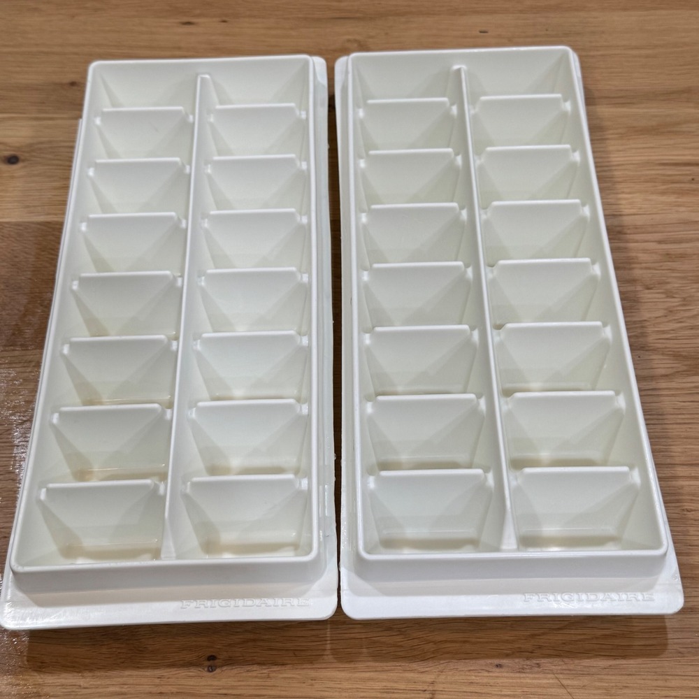 Frigidaire Ice Cube Trays Set of 2 White Plastic Dishwasher Safe Stackable